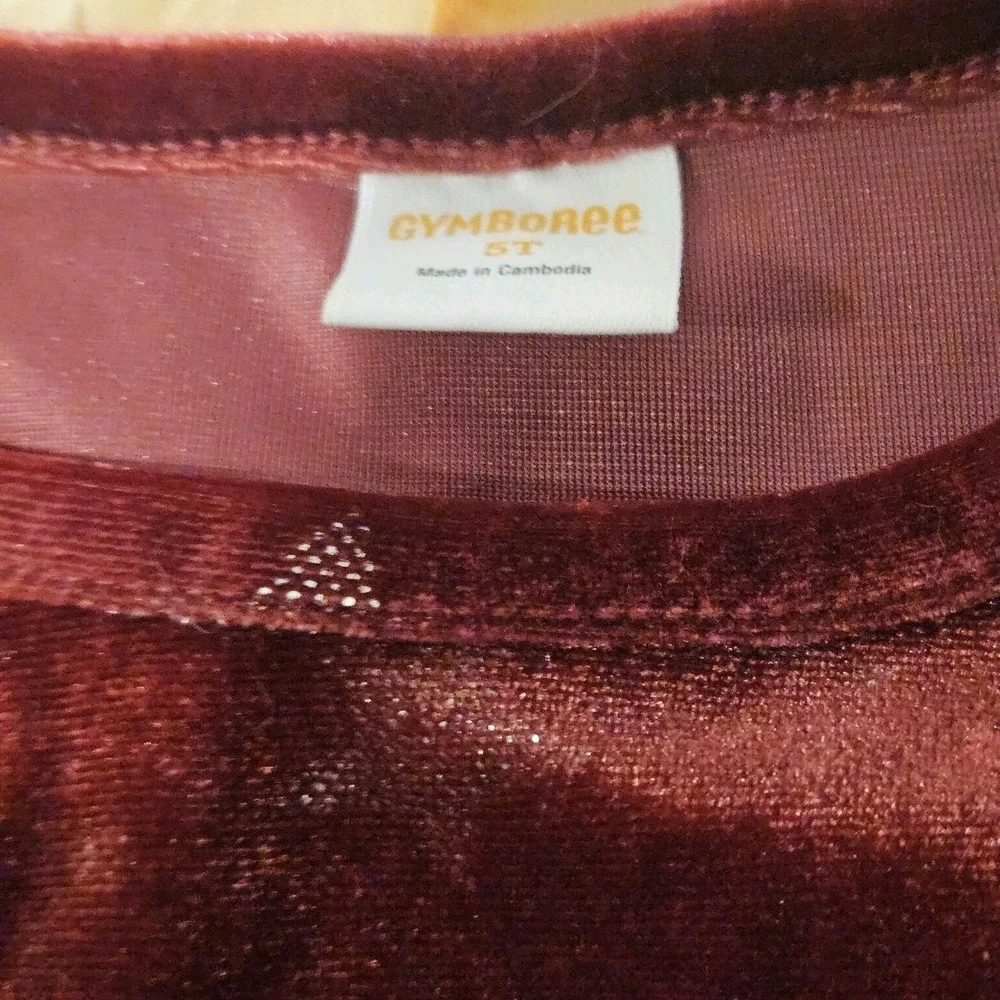 Gymboree Girls Size 5T Burgundy Velour Star Ruffle Dress Long Sleeve Holiday